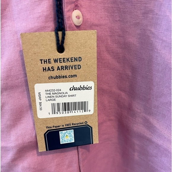 Chubbies The Magnolia Button Down Linen Sunday Shirt NWT - Picture 3 of 16